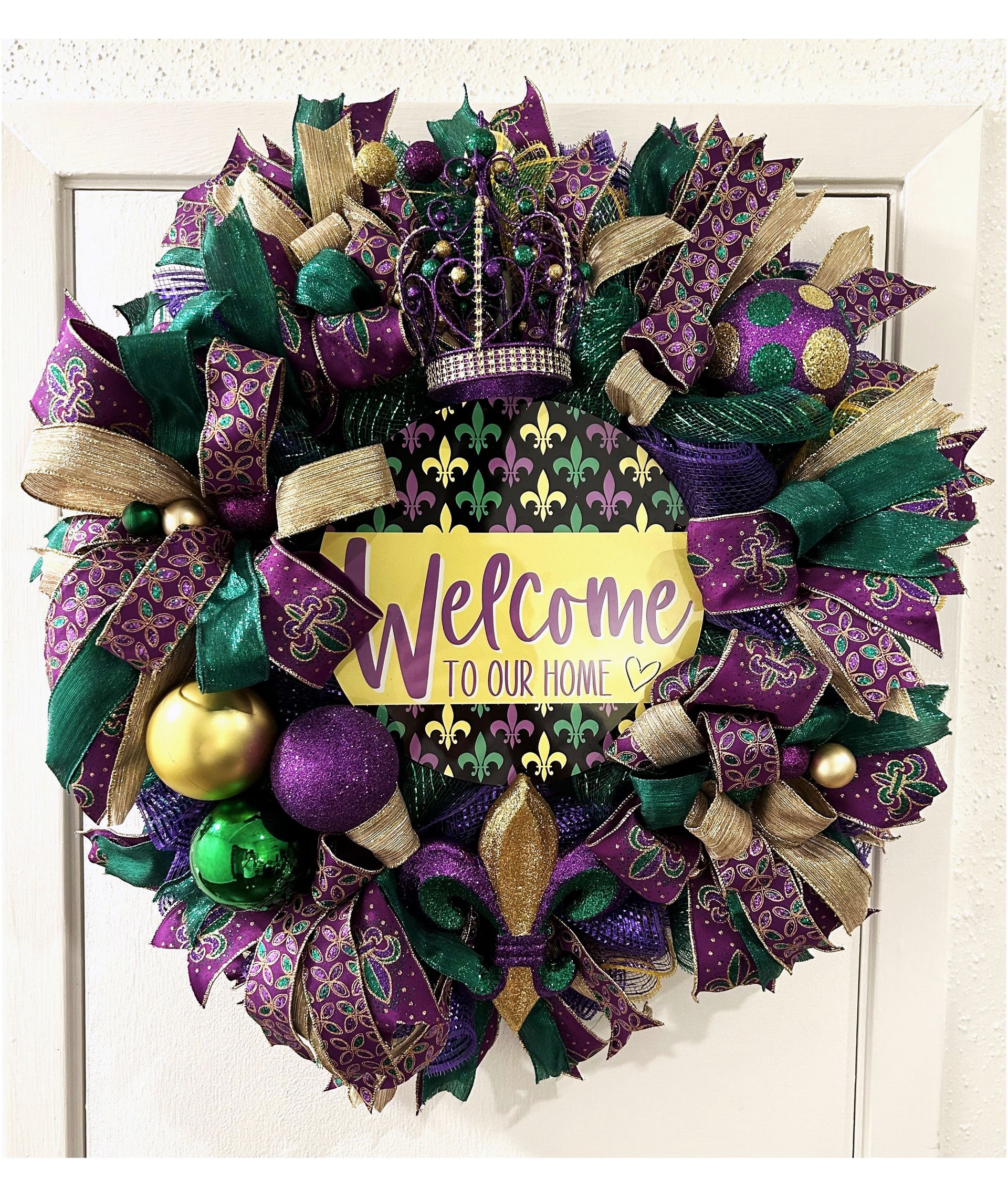 Mardi Gras Wreath, NOLA, Let the Good Times Roll, Front Door Decor, Mardi  Gras Decor, Festive Party, Glittered Florals, Mardi Gras Ornaments 